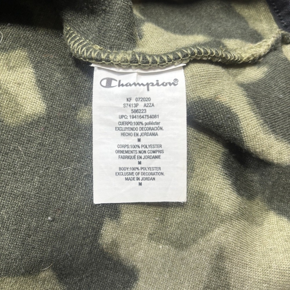 Champion Hoodie Camo Pullover Sherpa Sweatshirt Unisex Medium Long Sleeve Green - Picture 8 of 11